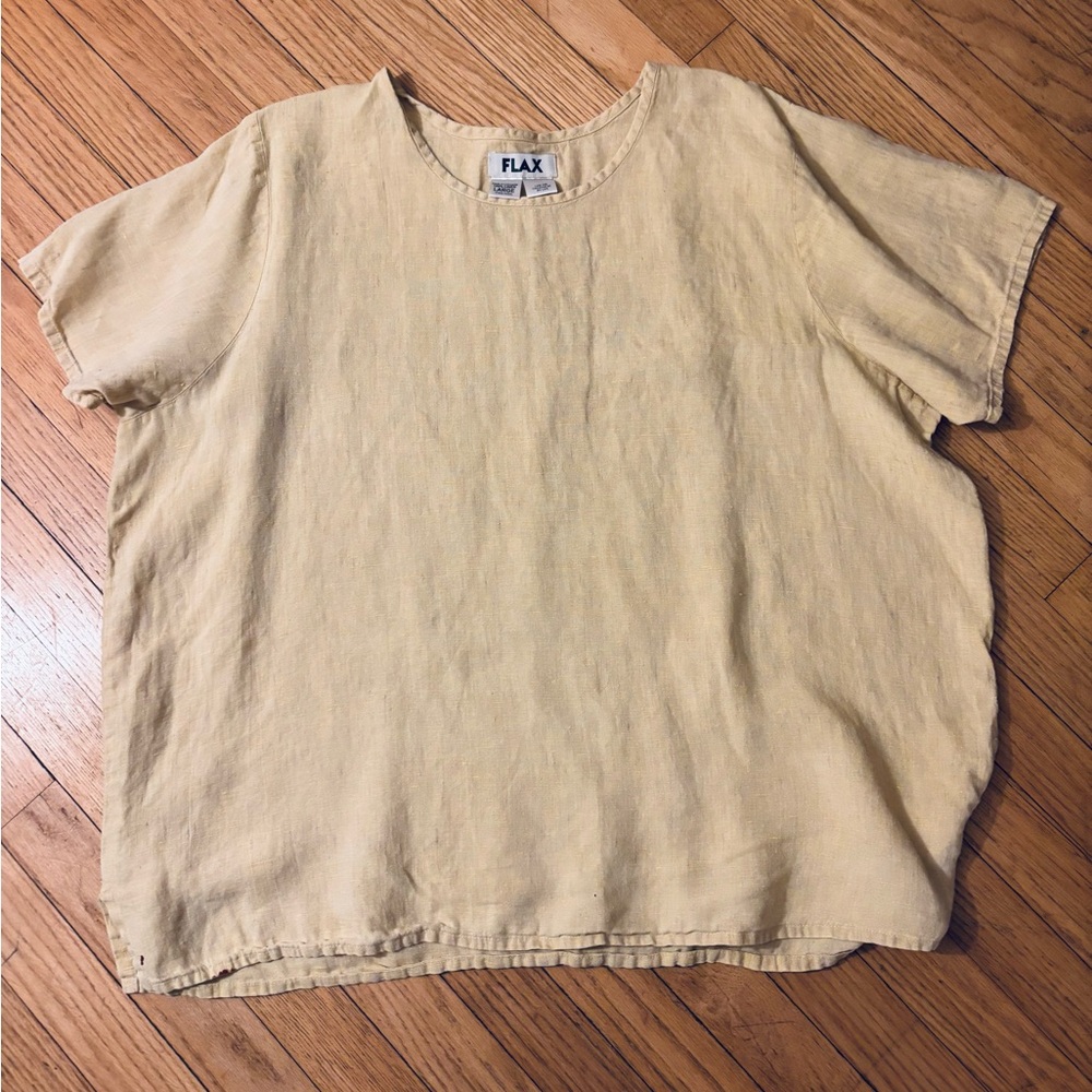 FLAX light yellow linen top size large imperfect